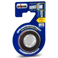 Клейкая лента двухсторонняя для наружных работ 19мм х 1,5м пена UNIBOB ИУ арт.56645. Интернет-магазин Vseinet.ru Пенза