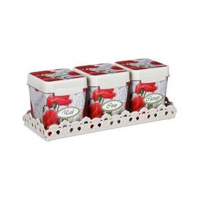 Фото Набор ёмкостей "Маки" 1,2л. на подставке   1143920, Альтернатива. Интернет-магазин Vseinet.ru Пенза