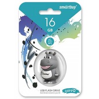Флешка SmartBuy Wild Hippo 16Гб, USB 2.0, серая с белым (SB16GBHip). Интернет-магазин Vseinet.ru Пенза