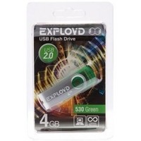 Флешка Exployd 530 4Гб, USB 2.0, зеленая (EX004GB530-G). Интернет-магазин Vseinet.ru Пенза