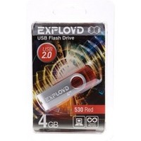 Флешка Exployd 530 4Гб, USB 2.0, красная (EX004GB530-R). Интернет-магазин Vseinet.ru Пенза
