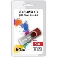 Флешка Exployd 530 64Гб, USB 2.0, красная (EX064GB530-R). Интернет-магазин Vseinet.ru Пенза