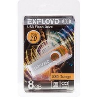 Флешка Exployd 530 8Гб, USB 2.0, оранжевая (EX008GB530-O). Интернет-магазин Vseinet.ru Пенза
