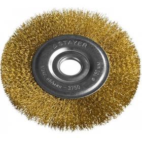 Фото Щетка Stayer 35122-150 "PROFESSIONAL" дисковая для УШМ, витая стальная латунированная проволока 0,3мм, 150мм/22мм. Интернет-магазин Vseinet.ru Пенза