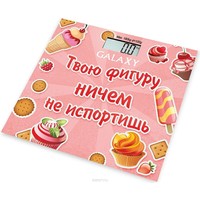 Весы напольные Galaxy GL 4831, розовые с рисунком «сладости». Интернет-магазин Vseinet.ru Пенза