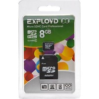 Карта памяти Exployd micro SDHC 8Гб, Class 4, адаптер SD. Интернет-магазин Vseinet.ru Пенза