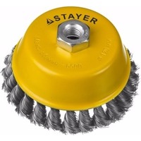 Щетка Stayer 35128-120 "PROFESSIONAL" чашечная с посадочным М14, плетёные пучки проволоки 0.5мм, 120мм. Интернет-магазин Vseinet.ru Пенза