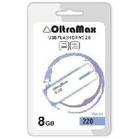 Фото Флешка OltraMax 220, 8Гб, белая с фиолетовым. Интернет-магазин Vseinet.ru Пенза