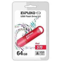 Флешка Exployd 570 64Гб, USB 2.0, красная (EX-64GB-570). Интернет-магазин Vseinet.ru Пенза