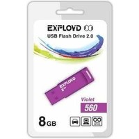 Флешка Exployd 560 8Гб, USB 2.0, фиолетовая (EX-8GB-560). Интернет-магазин Vseinet.ru Пенза