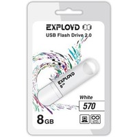 Флешка Exployd 570 8Гб, USB 2.0, белая (EX-8GB-570). Интернет-магазин Vseinet.ru Пенза
