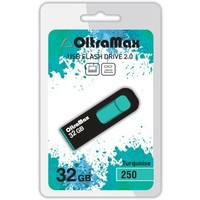 Фото Флешка OltraMax 250, 32Гб, бирюзовая с черным. Интернет-магазин Vseinet.ru Пенза