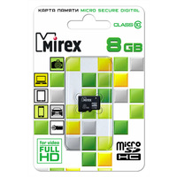 Карта памяти Mirex micro SDHC 8Гб, Class 10(13612-MC10SD08). Интернет-магазин Vseinet.ru Пенза