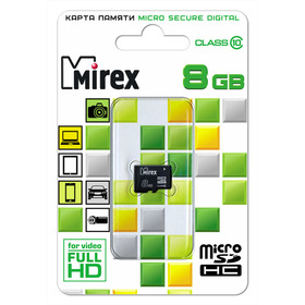 Фото Карта памяти Mirex micro SDHC 8Гб, Class 10(13612-MC10SD08). Интернет-магазин Vseinet.ru Пенза