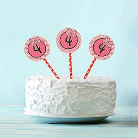 Фото Украшение для торта "4"цвет Микс (набор 6 шт). Интернет-магазин Vseinet.ru Пенза
