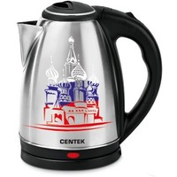 Электрочайник Centek CT-0050, серебристый с черным, с рисунком. Интернет-магазин Vseinet.ru Пенза