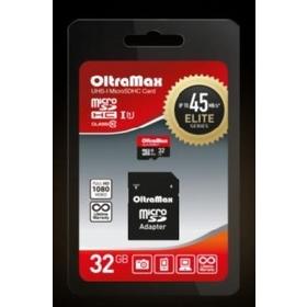 Фото Карта памяти OltraMax micro SDHC 32Гб, Class 10 UHS-I, адаптер SD (OM032GCSDHC10UHS-1-ElU1). Интернет-магазин Vseinet.ru Пенза