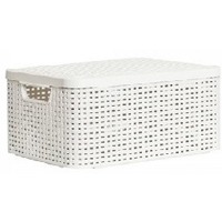 CURVER 03618-885 RATTAN STYLE BOX M корзина с крышкой кремовая. Интернет-магазин Vseinet.ru Пенза