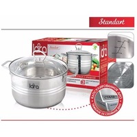 LR02-021 Кастрюля LARA (нерж) серия STANDART 18x9см, 2.3л, капс. инд дно, матовая полировка, крышка. Интернет-магазин Vseinet.ru Пенза