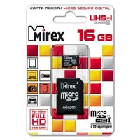 Карта памяти Mirex micro SD 16Гб, Class 10 UHS-I, адаптер SD(13613-ADSUHS16). Интернет-магазин Vseinet.ru Пенза