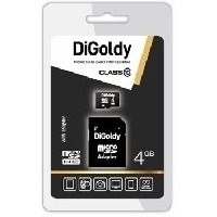 Карта памяти DIGoldy micro SDHC 4Гб, Class 10, адаптер SD. Интернет-магазин Vseinet.ru Пенза