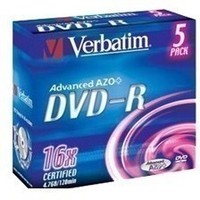 Фото Диск DVD-R Verbatim 4.7Gb 16x Jewel Case (5шт) 43519. Интернет-магазин Vseinet.ru Пенза