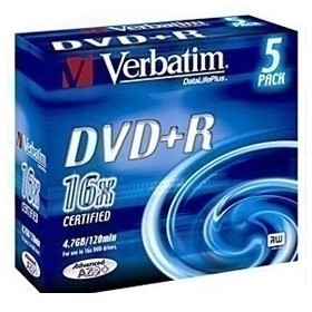 Фото Диск DVD+R Verbatim 4.7Gb 16x Color Slim (5шт) 43556. Интернет-магазин Vseinet.ru Пенза
