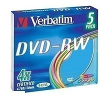 Фото Диск DVD-RW Verbatim 4.7Gb 4x Slim Color (5шт) 43563. Интернет-магазин Vseinet.ru Пенза
