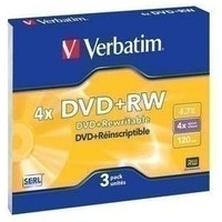 Фото Диски DVD+RW Verbatim 4.7Gb 4x Slim Case (3шт) 43636. Интернет-магазин Vseinet.ru Пенза
