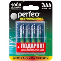 Фото Аккумулятор Perfeo AAA1000MAH/4BL+BOX AAA, Ni-MH, 1000 mAh, 1.2 V. Интернет-магазин Vseinet.ru Пенза