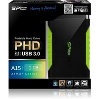 Жесткий диск внешний Silicon Power Armor A15 SP010TBPHDA15S3K, 1Tb, 2.5", USB 3.0, питание через USB, черно-зеленый. Интернет-магазин Vseinet.ru Пенза