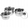 Фото WEBBER BE-614/6 Набор посуды из нерж.стали 6 пр. 2,1л, 2,9л, 3,9л со стеклянными крышками. Интернет-магазин Vseinet.ru Пенза
