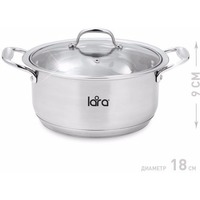 LR02-491 Кастрюля LARA (нерж) HARMONY 18x9см, 2,3л, капсулир индукц дно,стеклян. крышка. Интернет-магазин Vseinet.ru Пенза