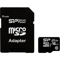 Карта памяти Silicon Power Elite micro SDHC 16Гб, Class 10 UHS-I U1, адаптер SD (SP016GBSTHBU1V10SP). Интернет-магазин Vseinet.ru Пенза