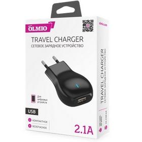 Фото  Сетевое зарядное устройство OLMIO (038592) USB 2.1 A  черное, 2.1 А, USB . Интернет-магазин Vseinet.ru Пенза