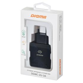 Фото  Сетевое зарядное устройство Digma DGWC-2U-3A-BK  черное, 3.1 А, 2xUSB . Интернет-магазин Vseinet.ru Пенза