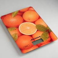 Фото Весы кухонные Аксинья КС-6501, оранжевые с рисунком «Цитрус». Интернет-магазин Vseinet.ru Пенза