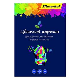 Фото Картон цветной Silwerhof 918108-14 двустор.мелов. 8л. 8цв. A4 Цветландия 230г/м2 1диз. папка. Интернет-магазин Vseinet.ru Пенза