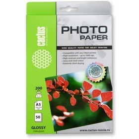 Фотобумага Cactus CS-GA520050 A5/200г/м2/50л. глянцевая для струйной печати. Интернет-магазин Vseinet.ru Пенза Фото Фотобумага Cactus CS-GA520050 A5/200г/м2/50л. глянцевая для струйной печати. Интернет-магазин Vseinet.ru Пенза