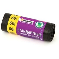 Мешки для мусора 60л стандартные черные, 15шт в рулоне PATERRA (106-056). Интернет-магазин Vseinet.ru Пенза