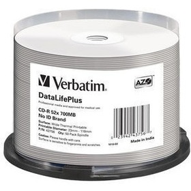 Фото Диск CD-R Verbatim 700Mb 52x DL+ White Wide Thermal Printable (50шт) (43756). Интернет-магазин Vseinet.ru Пенза