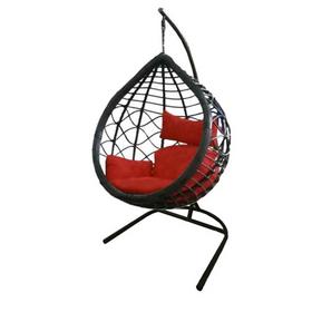 Фото Подвесное кресло "Вирджиния" до 100 кг (стойка черная, корзина черная, подушка красная). Интернет-магазин Vseinet.ru Пенза