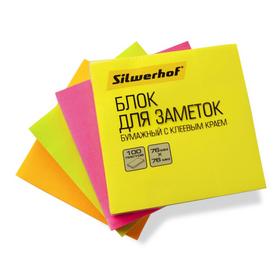 Фото Блок самоклеящийся бумажный Silwerhof 682161-05 76x76мм 100лист. 75г/м2 неон желтый. Интернет-магазин Vseinet.ru Пенза