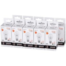 Фото Лампа светодиодная Gauss Elementary ЛОН 15Вт цок.:E27 3000K 220B A60 (упак.:10шт) (23215). Интернет-магазин Vseinet.ru Пенза