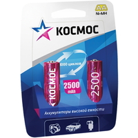 Аккумулятор AA КОСМОС, Ni-MH, 2500 mAh, 1.2 V (в упаковке 2 шт., цена за 1 шт.). Интернет-магазин Vseinet.ru Пенза