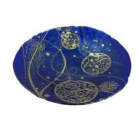 Фото Блюдо "новогодние шары" 30 см синее (4) арт.17124/B. Интернет-магазин Vseinet.ru Пенза