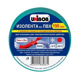 Фото Клейкая лента электроизоляционная 19мм х 20м 150мкм UNIBOB, зеленая ИУ (60) арт.59491. Интернет-магазин Vseinet.ru Пенза