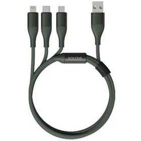 Фото Кабель XIAOMI Solove DW2, USB A(m), Lightning (m), micro USB B (m), USB Type-C (m), 1.2м, зеленый [dw2 green]. Интернет-магазин Vseinet.ru Пенза