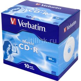 Фото Оптический диск CD-R VERBATIM 700МБ 16x, 10шт., jewel case [43365]. Интернет-магазин Vseinet.ru Пенза