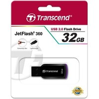 Флешка Transcend JetFlash 360 32Гб, USB 2.0, черная с фиолетовым (TS32GJF360). Интернет-магазин Vseinet.ru Пенза